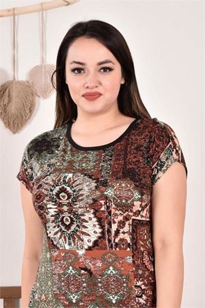 Kadın Desenli Büyük Beden Elbise Dpaysl62