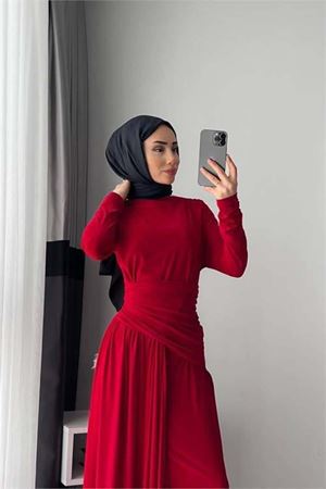 Kadın candy kumaş tesettür elbise NMS047