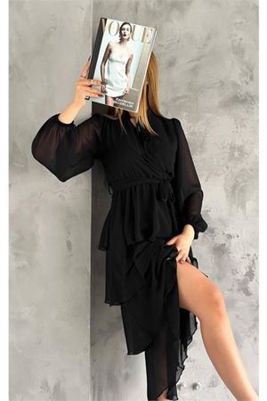Dipmoda Kadın Astarlı Eteği Kat Kat Şifon Elbise Dpkklf2041