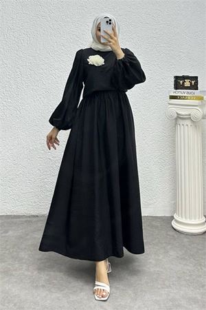 Neşeli butik kadın çiçek detaylı etekli tesettür takım NMS004