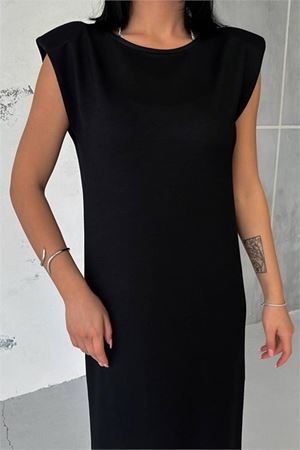 kadın vatkalı yırtmaç detaylı modal elbise DPG010