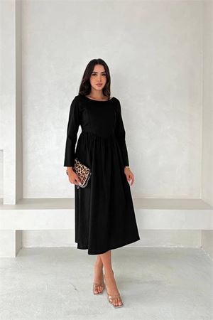 Kadın uzun kollu sırt detaylı basic elbise DPK4311