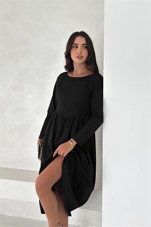 Kadın uzun kollu sırt detaylı basic elbise DPK4311