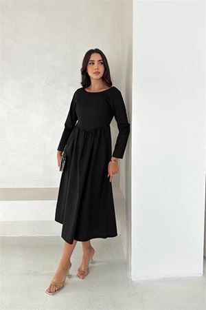 Kadın uzun kollu sırt detaylı basic elbise DPK4311