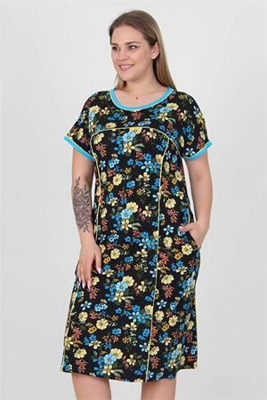 Neşeli butik kadın viskon çiçek desenli büyük beden yazlık elbise AYSL31