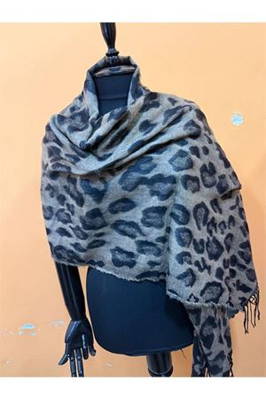 Kadın yumuşak dokulu leopar desen püsküllü şal atkı DPAKS051