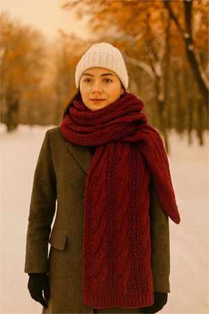 Kadın bordo kışlık kalın örme yumuşak dokulu premium atkı DPAKS050