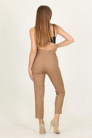 kadın camel metal kemerli cepli ofis pantolon DPQNS028