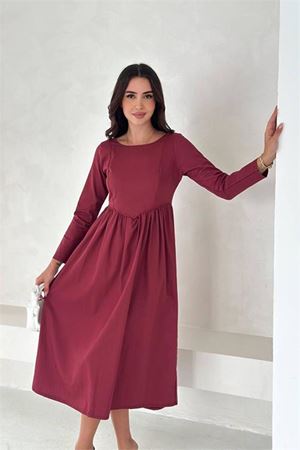 Kadın uzun kollu sırt detaylı basic elbise DPK4311