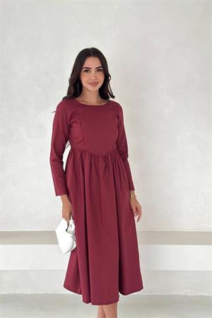 Kadın uzun kollu sırt detaylı basic elbise DPK4311