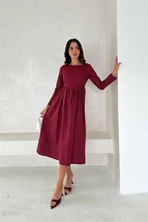 Kadın uzun kollu sırt detaylı basic elbise DPK4311