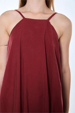 Kadın bordo ince askılı asimetrik kesim bluz pantolon ikili takım DPMY4070