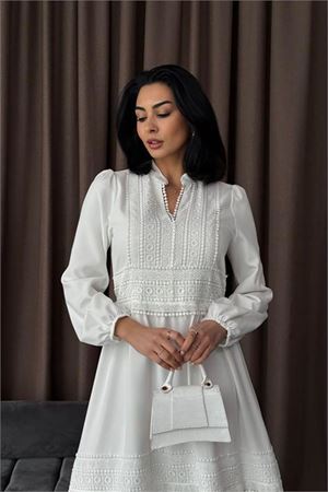 Neşeli butik kadın atlas kumaş dantel detaylı elbise NBMS2517