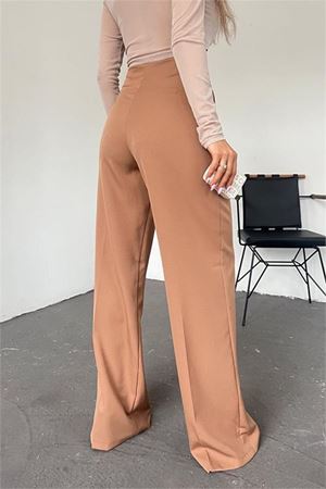 kadın camel bol paça palazzo kumaş pantolon DPQNS036
