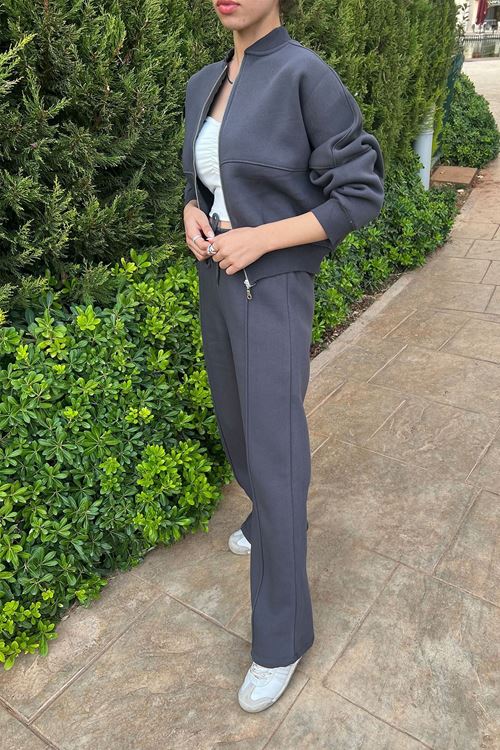 KADIN GRİ KOLEJ CEKET EŞOFMAN TAKIM