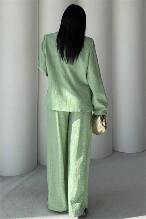 Kadın mint yeşili oversize tek düğmeli blazer ceket pantolon takım DPSTR4085
