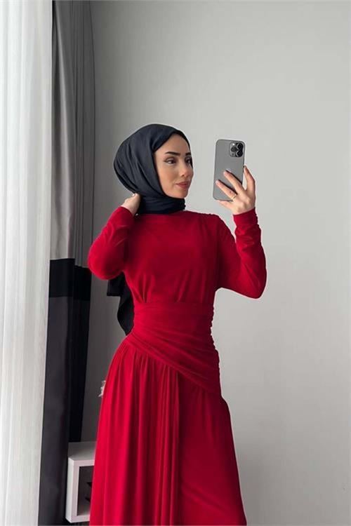 Kadın candy kumaş tesettür elbise NMS047