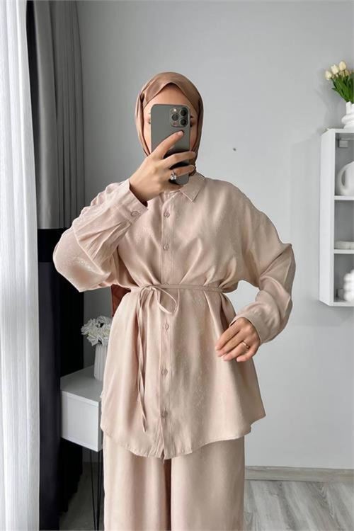 kadın jakarlı alt üst ikili tesettür takım DPMS053