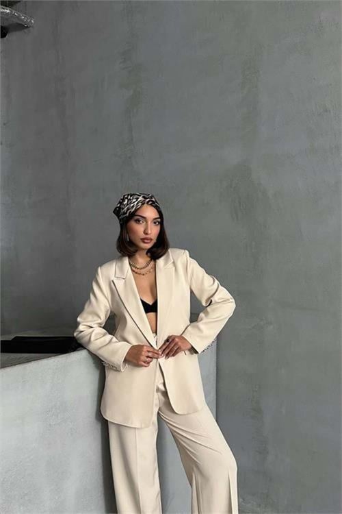 Dipmoda Kadın Gold Düğme Detaylı Blazer Ceket Dpg077