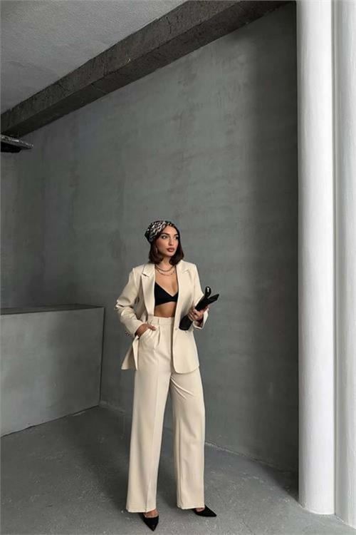 Dipmoda Kadın Gold Düğme Detaylı Blazer Ceket Dpg077