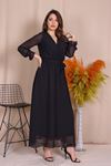 Kadın Kruvaze Yaka Bağlama Detaylı Yeni Sezon Uzun Şifon Elbise KTS003
