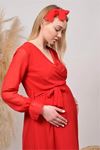 kadın kırmızı baby shower şifon hamile elbise DPHML003