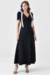 Dipmoda Kadın V Yaka Omuz Detaylı Abiye Elbise Dps9358