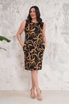 Kadın desenli midi boy büyük beden viskon elbise DPNBA017