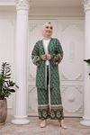 kadın ithal kumaş tesettür kimono takım SMS020 - Yeşil