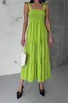 Neşeli butik kadın yeşil gipeli askılı poplin elbise NBG012