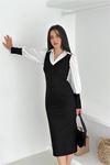 Kadın gömlek görünümlü midi elbise DPK4344