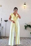 Kadın kruvaze yaka yazlık tulum DPMY3805