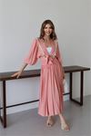 Neşeli butik kadın püskül detaylı yırtmaçlı bohem takım NBNP015