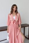 Neşeli butik kadın püskül detaylı yırtmaçlı bohem takım NBNP015