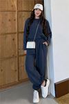 Kadın lacivert asimetrik tunik pantolon oversize tesnsel tesettür takım NMS104