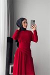 Neşeli butik kadın candy kumaş tesettür elbise NMS047
