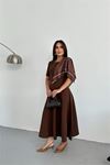 Kadın midi boy kısa kollu örme elbise DPNP018