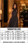 Kadın kahverengi halter yaka janjan kumaş premium abiye elbise DPMY4128