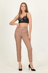 kadın camel kemerli yüksek bel havuç pantolon DPQNS033