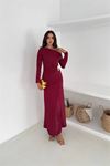 Kadın tek omuzlu maxi boy tokalı elbise DPK4361