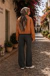 Kadın camel modern duruşlu çıtçıt detaylı oversize suni deri ceket DPHT02