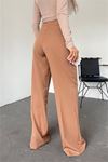 kadın camel bol paça palazzo kumaş pantolon DPQNS036
