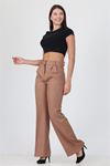 kadın camel yüksek bel cepli palazzo kumaş pantalon DPELA001