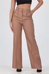 kadın camel yüksek bel cepli palazzo kumaş pantalon DPELA001