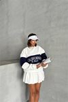 Neşeli butik kadın lacivert bisiklet yaka california sweat NBG038