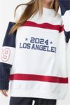 Neşeli butik kadın bisiklet yaka Los Angeles sweat NBMYLK23