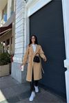 Neşeli butik kadın camel zra mevsimlik trençkot NBMYLK20