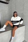 Neşeli butik kadın siyah bisiklet yaka california sweat NBG038