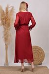 Neşeli butik kadın yeni sezon kruvaze yaka şifon hamile elbise HML003
