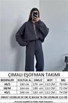 Neşeli butik kadın 3 iplik içi pamuklu kışlık eşofman takımı GTS018 - Antrasit